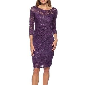 Marina Dress Sequin Knee Length Dress Eggplant